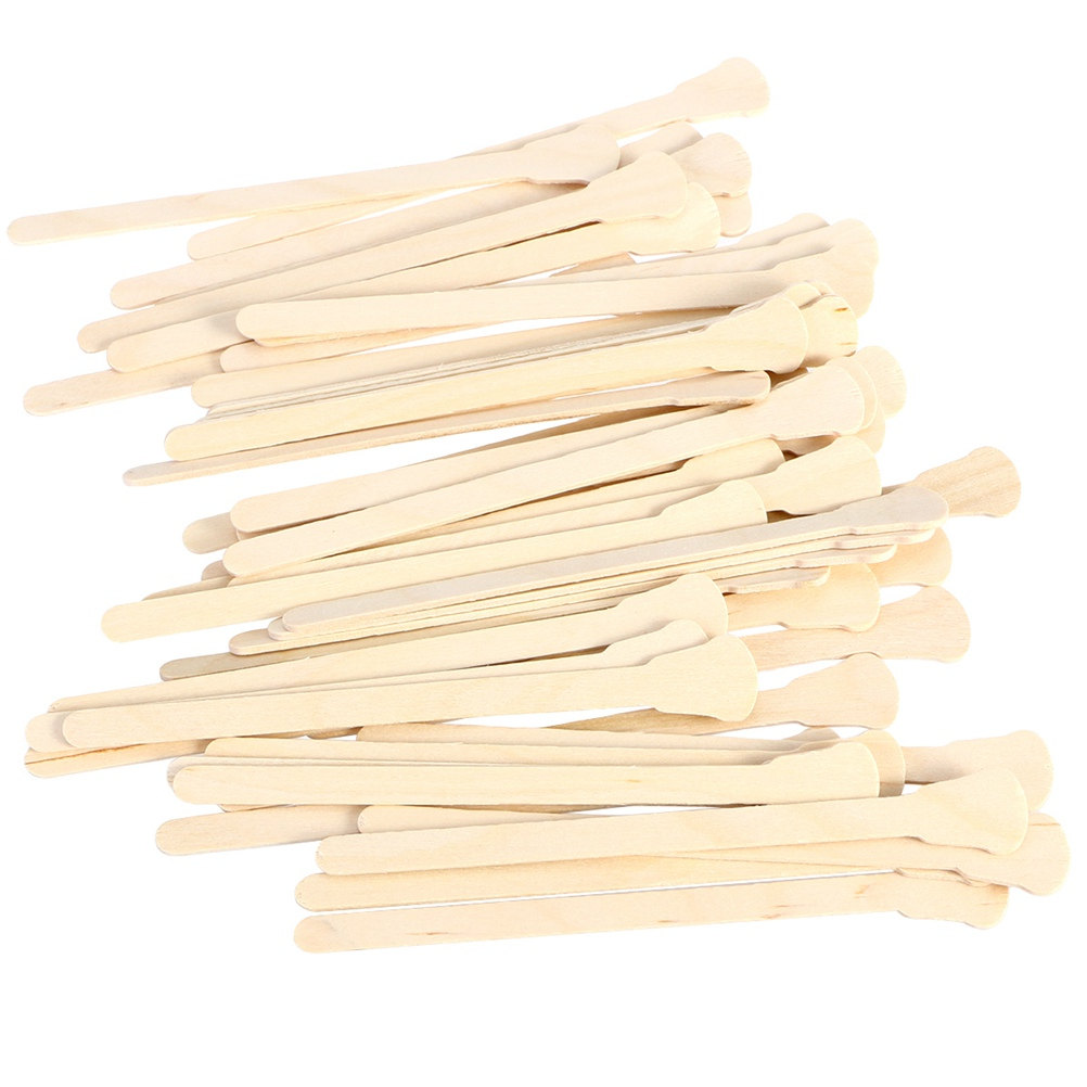 Hair Wax Stick - 500本入り木製ワックススパチュラ 使い捨て 丸い先端 ワックススティック サロン・家庭用 ワックス脱毛用
