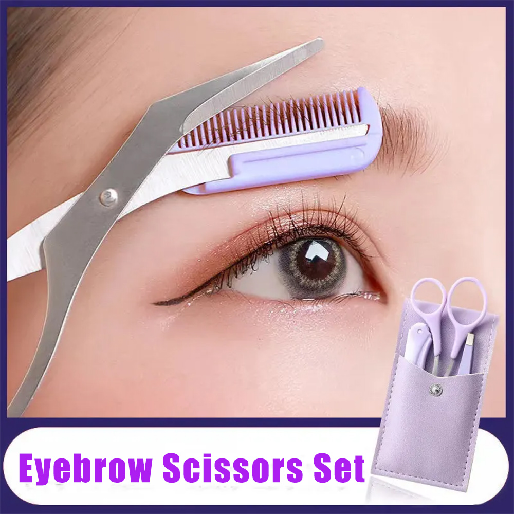 Men'S Grooming Eyebrow Shape - プロフェッショナルな眉毛シェーピンググルーミングキット、レザーバッグ付き美容ツールセット（女性＆男性用）
