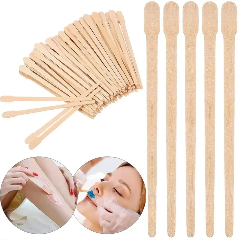 Hair Wax Stick - 女性木製脱毛スティック使い捨て脱毛スパチュラワックススティック木製顔眉毛ワックスがけスパチュラ美容ツール