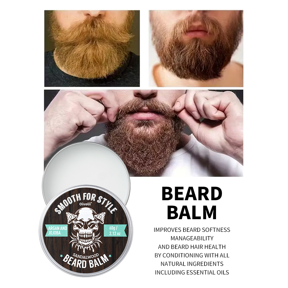 Beard Oil Growth - メンズ用ひげバーム - アルガンオイル、ホホバオイル、ココナッツオイル配合 - 保湿、潤い、柔軟効果のあるクリーム