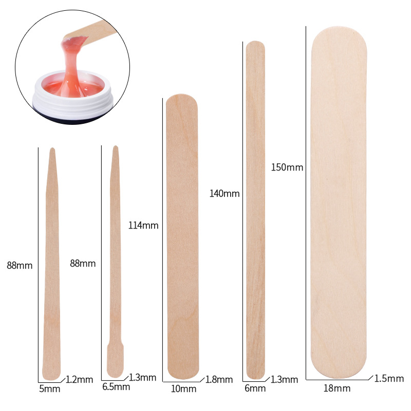 Hair Wax Stick - 使い捨ての木製舌圧子,ボディヘアクリップ,ワックスがけ用,100ユニット