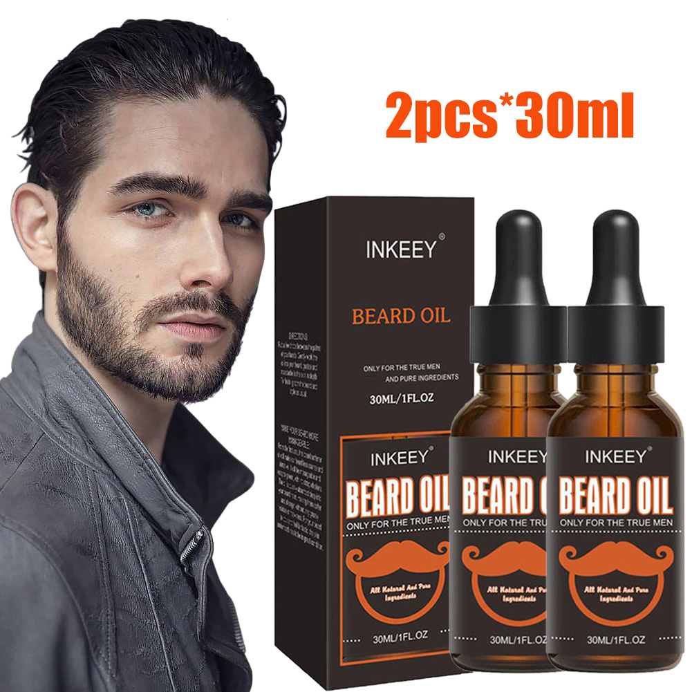 Beard Oil Growth - 男性のためのあごひげケアオイル,自然なオーガニック,速乾性,マスタチ,スムーズ,栄養補給,ヘアケア,2個
