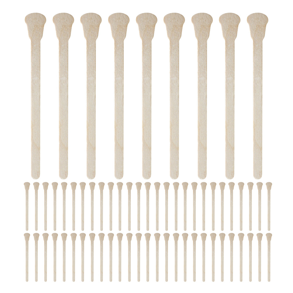 Hair Wax Stick - 100本入り丈夫な木製ワックススティック 使い捨てメイクアップアプリケーター 除毛スパチュラ 眉毛、鼻、唇のワックス脱毛用 清潔で安全な美容ツール