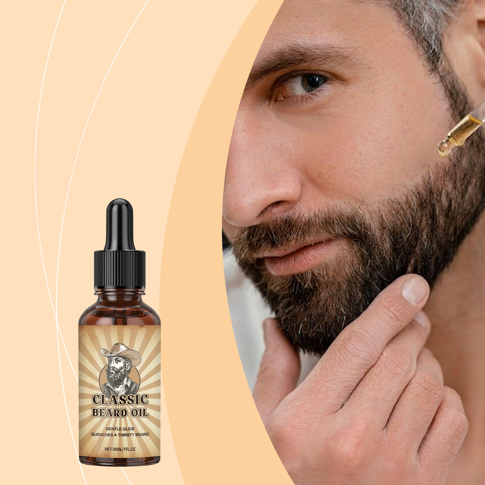 Beard Oil Growth - ひげの成長ケア エッセンシャルオイル 滑らかさを向上 オイルコントロール 持続的なスタイル ひげの再生を促進