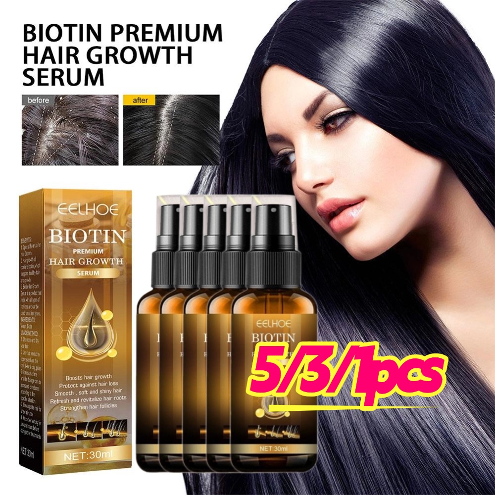 Beard Oil Growth - 5/3/1 個ビオチン高速育毛製品抗脱毛血清スプレーはげ防止治療頭皮ひげ美容ヘアケア