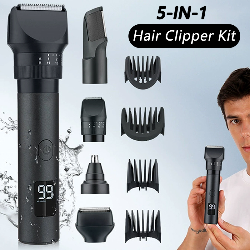 5-in-1コードレスヘアクリッパー LEDディスプレイ付き - Mens Grooming Barber のレビューと価格