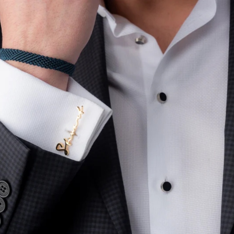 カスタムネームカフスボタン 18K金メッキステンレス鋼製 パ - Men'S Grooming For Wedding のレビューと価格